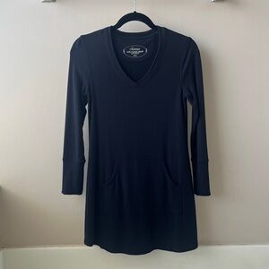Soma Black Ultrasoft Fleece V-neck Sweatshirt Dress- Size XSmall